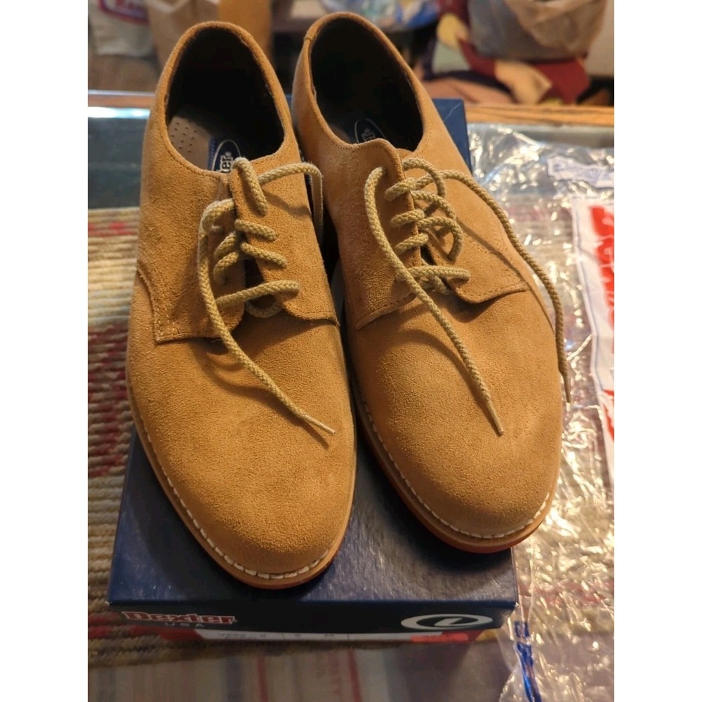 New Comfort Oxford Dexter Shoes Mens 8 Khaki Brown Leather Suede Lace‎ Up